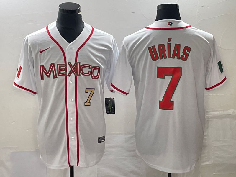 Men 2023 World Cub Mexico #7 Urias White red Nike MLB Jersey->more jerseys->MLB Jersey